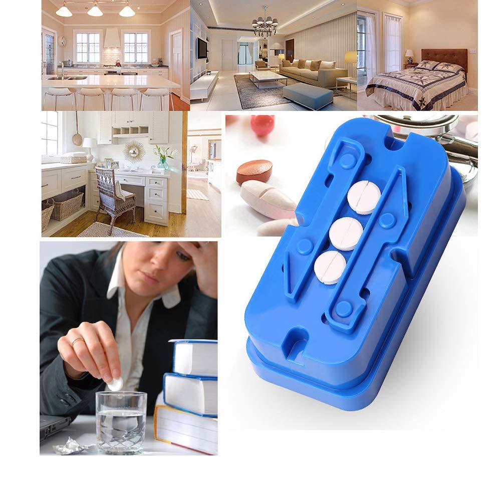 Pill Cutter, Adjustable Pill Splitter for Multiple Big/Small Pills, Stainless Steel Cutting Blade and Blade Guard, Even Cut for Splitting and Quartering Round or Oblong Pills…