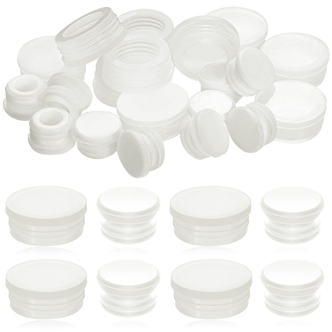 20 Pcs Salt and Pepper Shaker Plugs Silicone Stoppers Plugs for Salt and Pepper 3/4 Inch 1/2 Inch Replaceable Clear Round Salt Pepper Shaker Stoppers for Home Kitchen Bottles Pipes