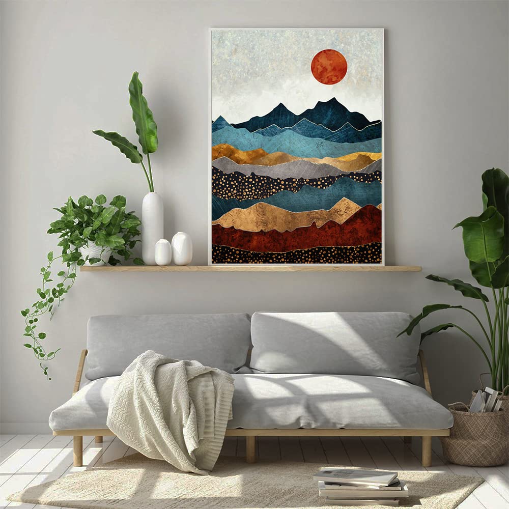 Diamond Painting Mountain Kit,Diamond Art Kits for Adults Sun Full Round Drill Large Size(12x16 inch),Abstract Scenery Paint with Diamonds Crystal Gem for Gift,Wall Decor