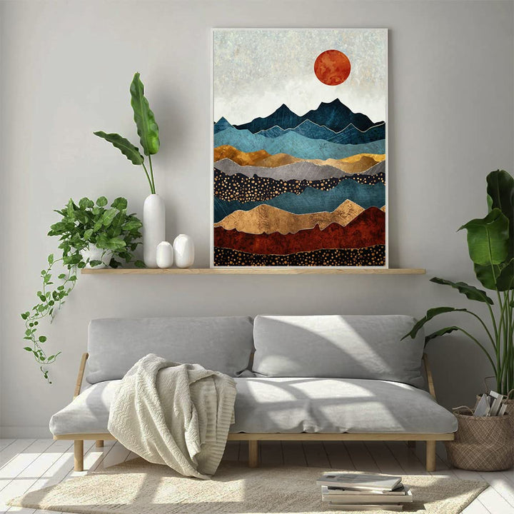 Diamond Painting Mountain Kit,Diamond Art Kits for Adults Sun Full Round Drill Large Size(12x16 inch),Abstract Scenery Paint with Diamonds Crystal Gem for Gift,Wall Decor