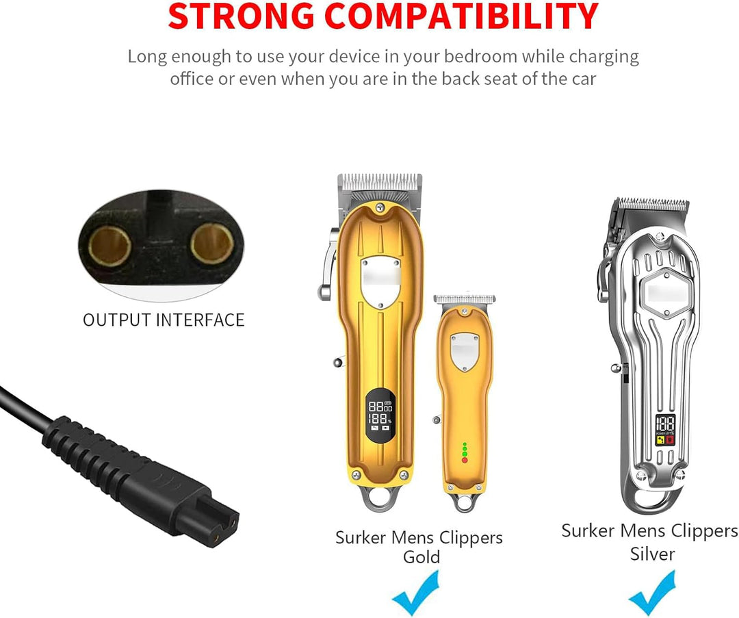 Hair Clipper Charger Cord Compatible with SURKER Mens Hair Grooming Trimmer K7S K7S-Silver K7S-Gold K9S SK-1616 Replacement Power Cable