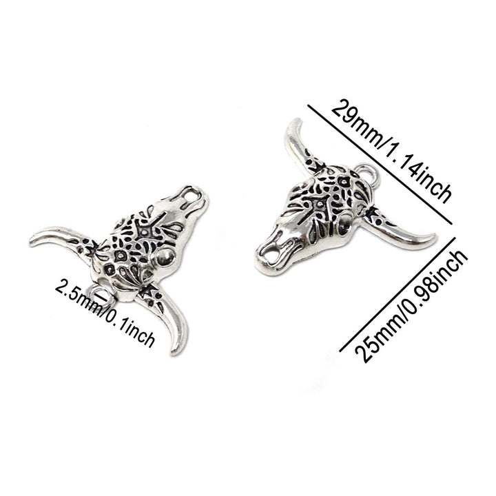 50PCS Alloy Cow Charms Pendant Western Cattle Head Charms for Earring Necklace Bracelet Keychain Jewelry Craft Making