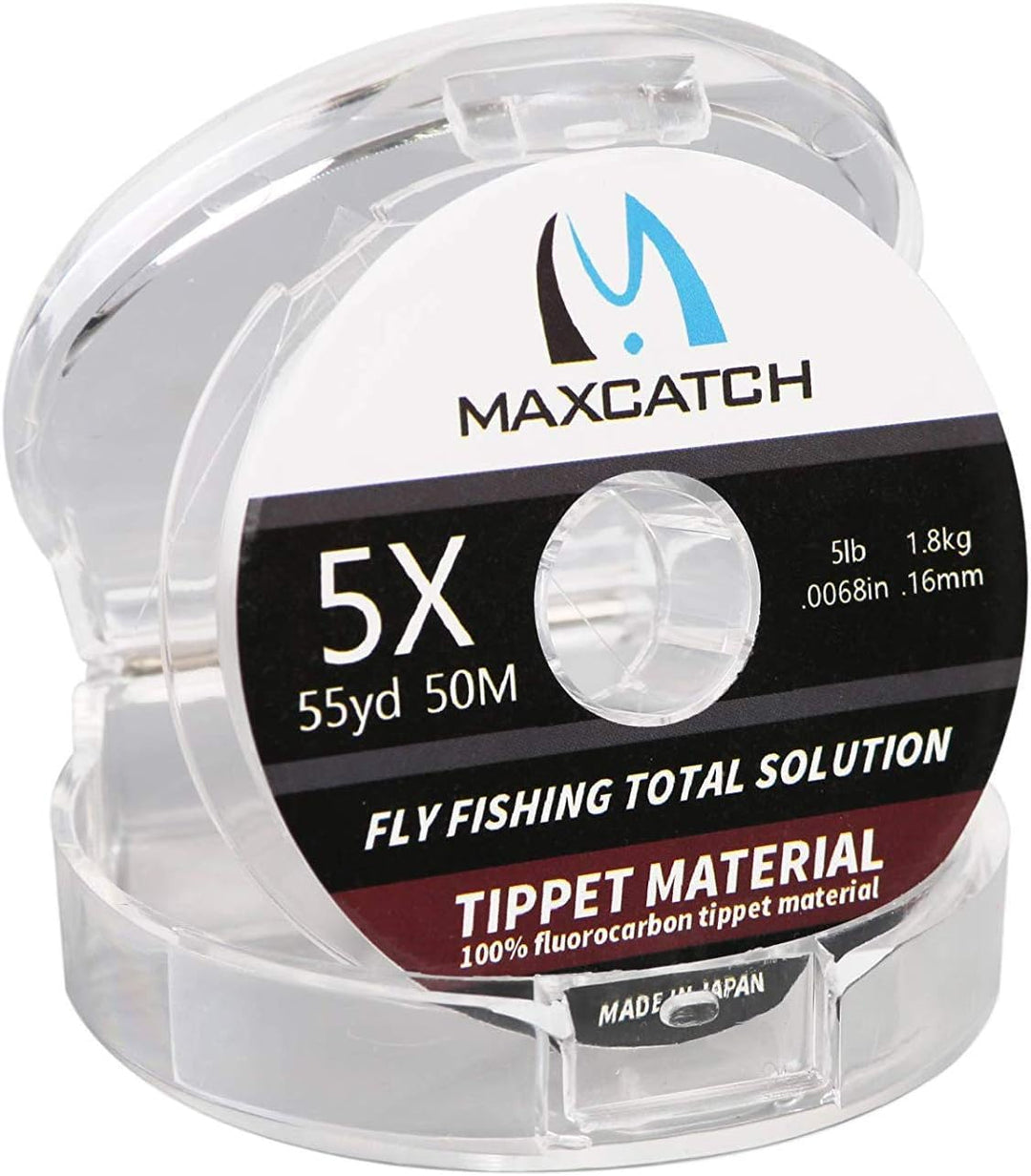 Maxcatch Fluorocarbon Fly Fishing Tippet Material Leader Line –Virtually Invisible – 55yards 0X-6X (Made in Japan) (Freshwater Fluorocarbon, 4X-6lb-55yd)