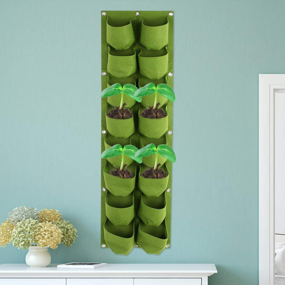 72 Pocket Vertical Wall Garden Planter,Wall Hanging Planting Bags for Garden Indoor Outdoor (Green)