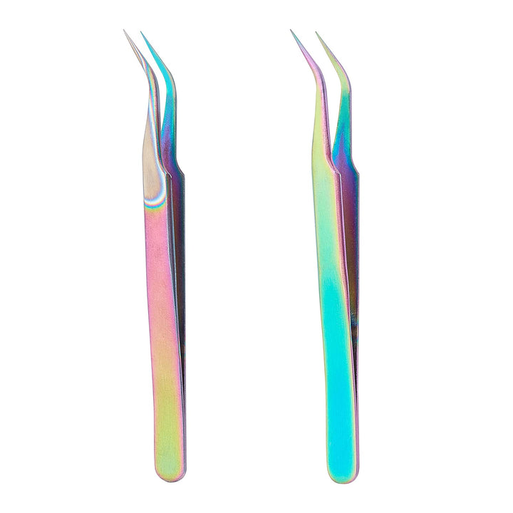 2pcs Stainless Steel Curved Pointed Craft Tweezer Rainbow Sticker Picking Tool Tweezer for DIY Craft Precision Tweezers Jewelry Making Electronics and Laboratory Works 12.1x0.95cm