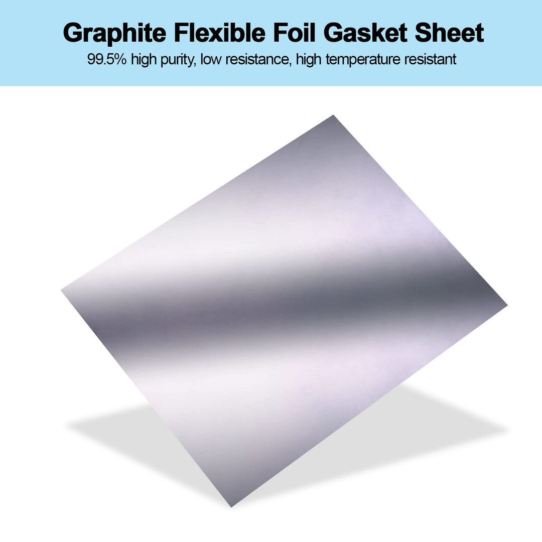 Graphite Flexible Foil Gasket Sheet, 0.5mm x 200mm x 250mm, 99.5% Flexible Graphite Sheet, 5PCS