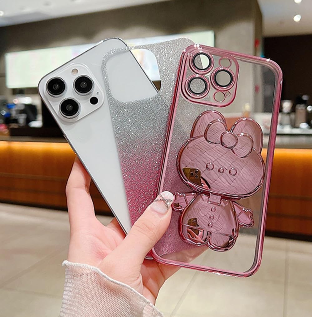 for iPhone 12 Pro Max Phone Case Cute Glitter Girly Women Flower Design,Luxury Plating Pearly Lustre Pattern,Sparkle Bling Diamond Butterfly Kickstand,Plating Hard Back Rugged Bumper Cover