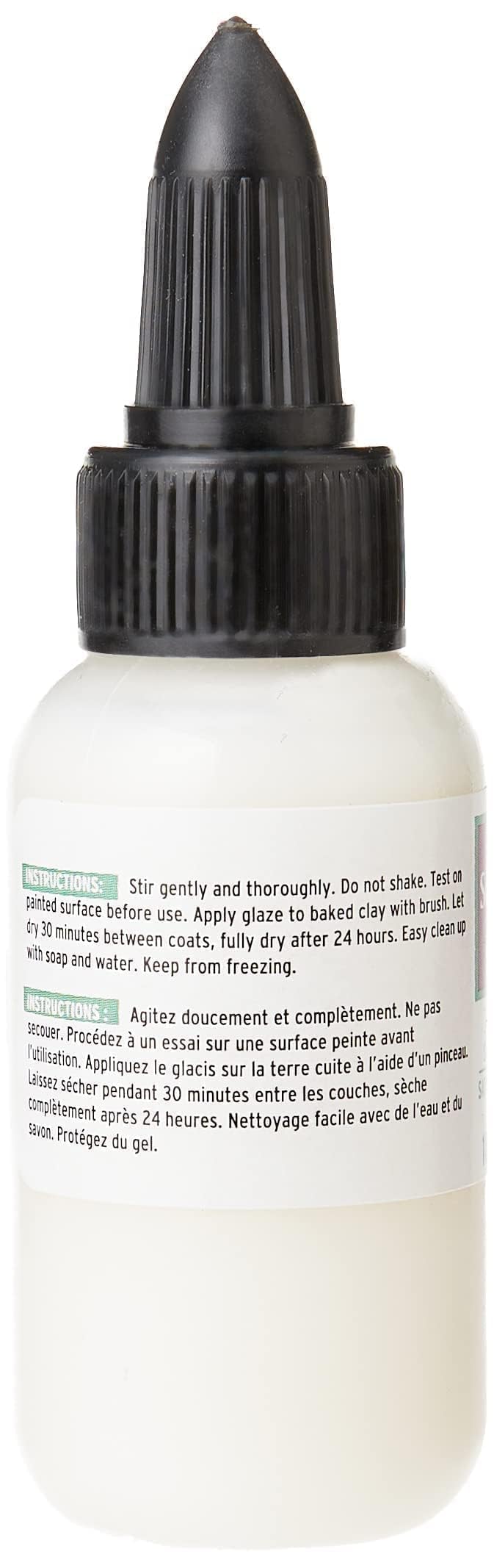 ® Satin Glaze, Non Toxic, 1 fl oz. bottle with precise flow twist cap. Will add a satin finish to your baked polymer oven-bake clay creations!