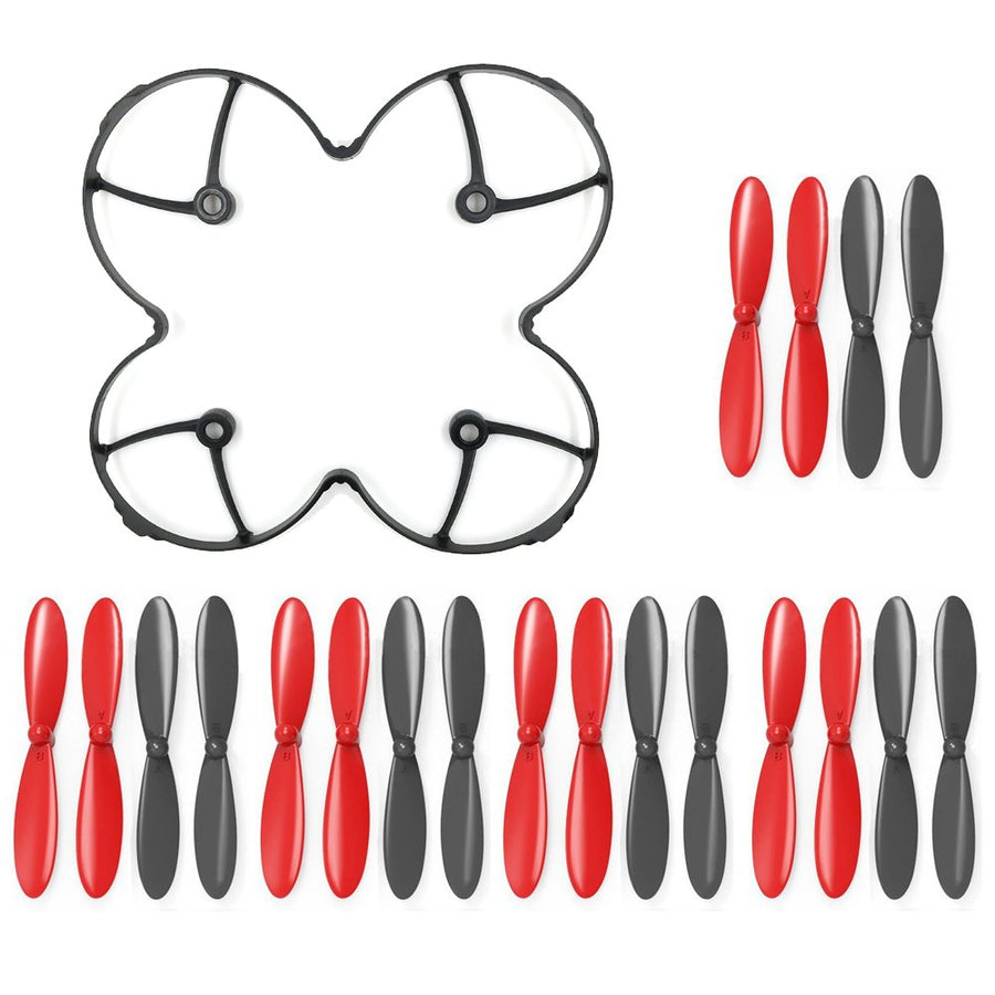 Propeller Blades Protection Guard Cover and Props 5X Sets Compatible X4 H107C H107D Quadcopter - Black/Red