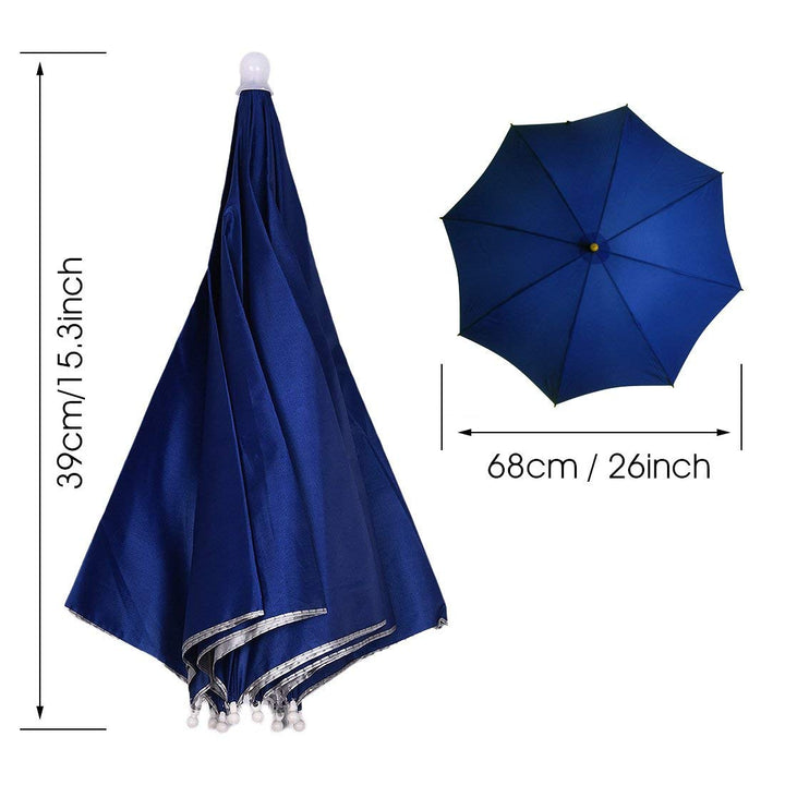 26 Diameter Fishing Headwear Umbrella Hat Dark Blue