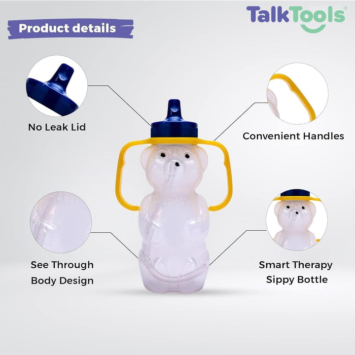 Honey Bear Straw Cup for Babies - BPA-Free, Food-Grade Therapy Sippy Bottles for Speech and Feeding Training - Leak-Proof, Licensed Speech Pathologist (Single, 7, Ounce)