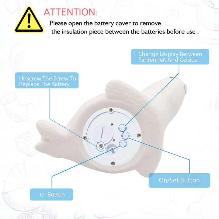 Upgrade Baby Bath Thermometer Room Temperature| Water Thermometer|Kids' Bathroom Safety Products| Baby Bath(Seal Shape)/, LCD