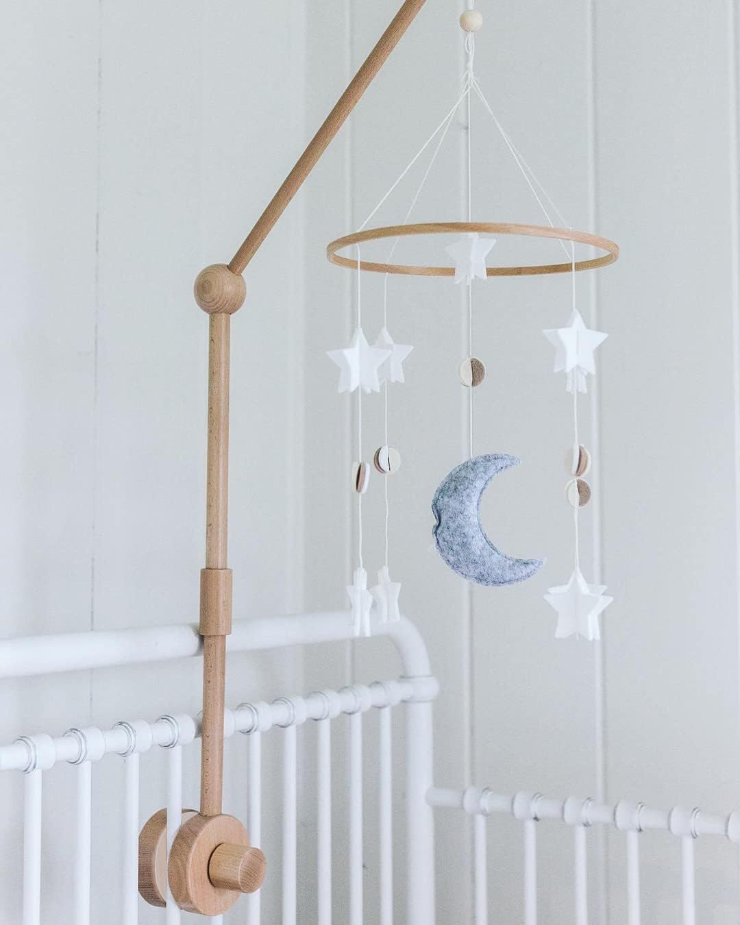 Wooden Baby Crib Mobile Arm - Baby Mobile Holder Arm (31 inch, 100% Natural Beech Wood) - Strong Anti Slip Attachment - Nursery Décor