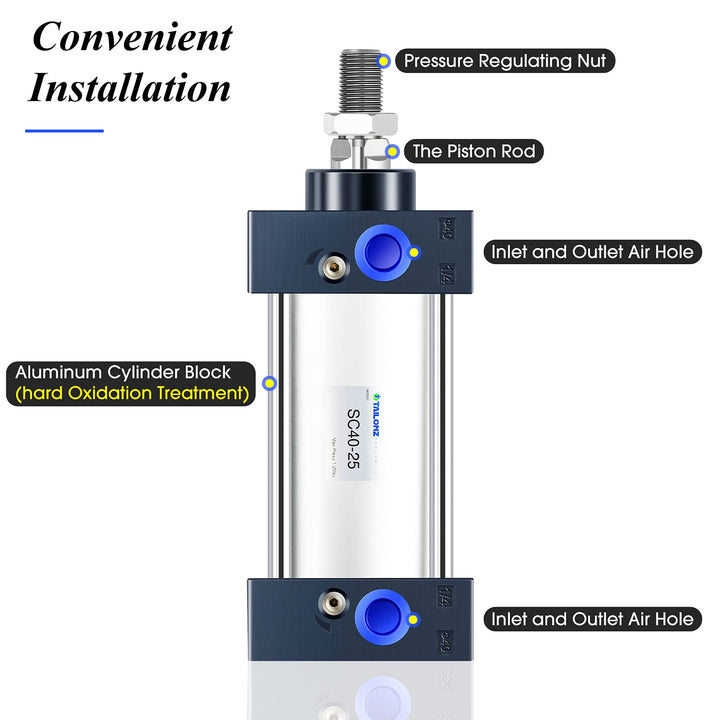 Air Cylinder SC 40 X 25 Bore: 40mm Stroke: 25mm Screwed Piston Rod Dual Action