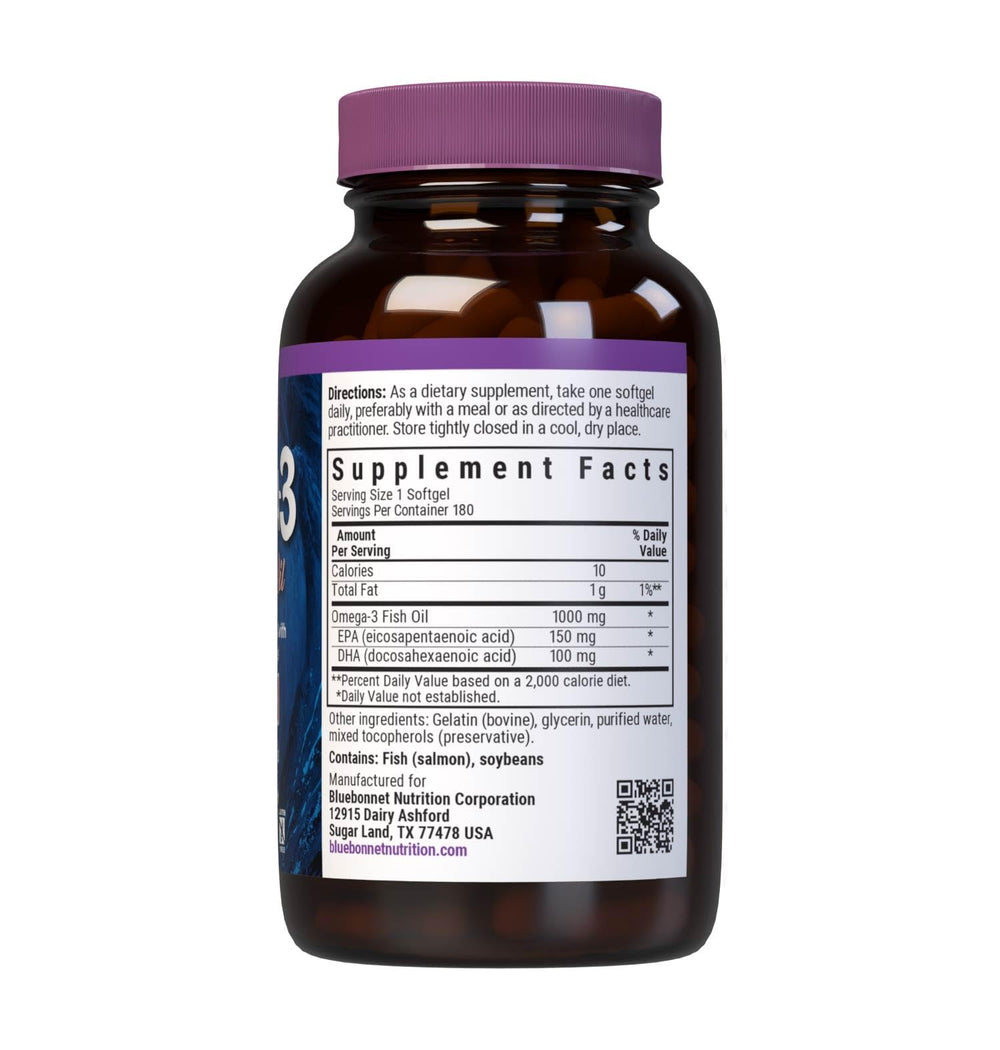 Natural Omega-3 Salmon Oil Softgels, 180 Count, White