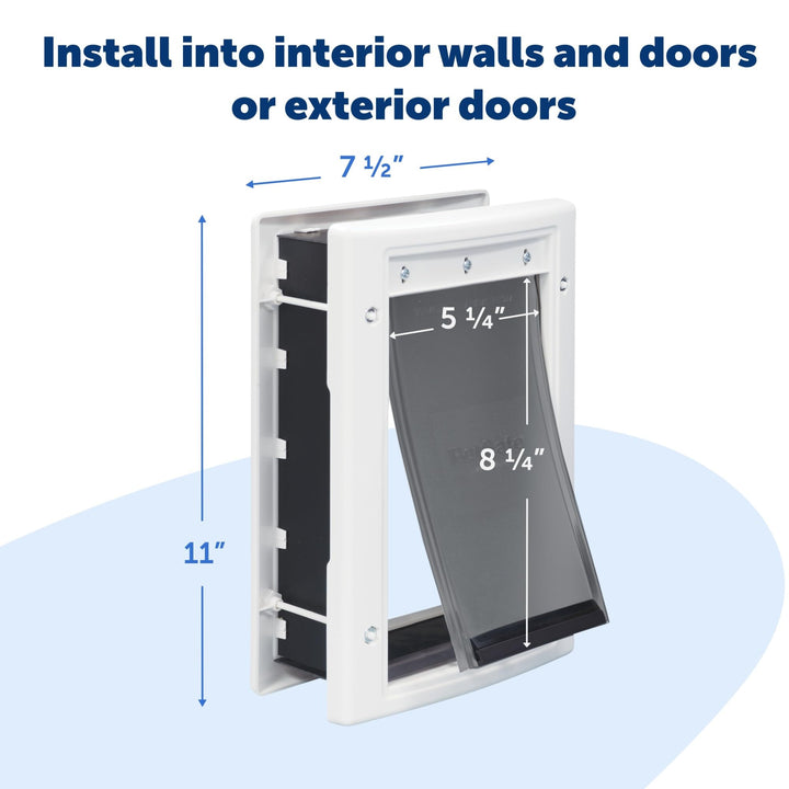 Never Rust Plastic Doggie Door for Install in Interior and Exterior Doors or Walls, Paintable, Easy Install, Closing Panel Included, for Cats and Dogs Up to 15 lb, (Small)