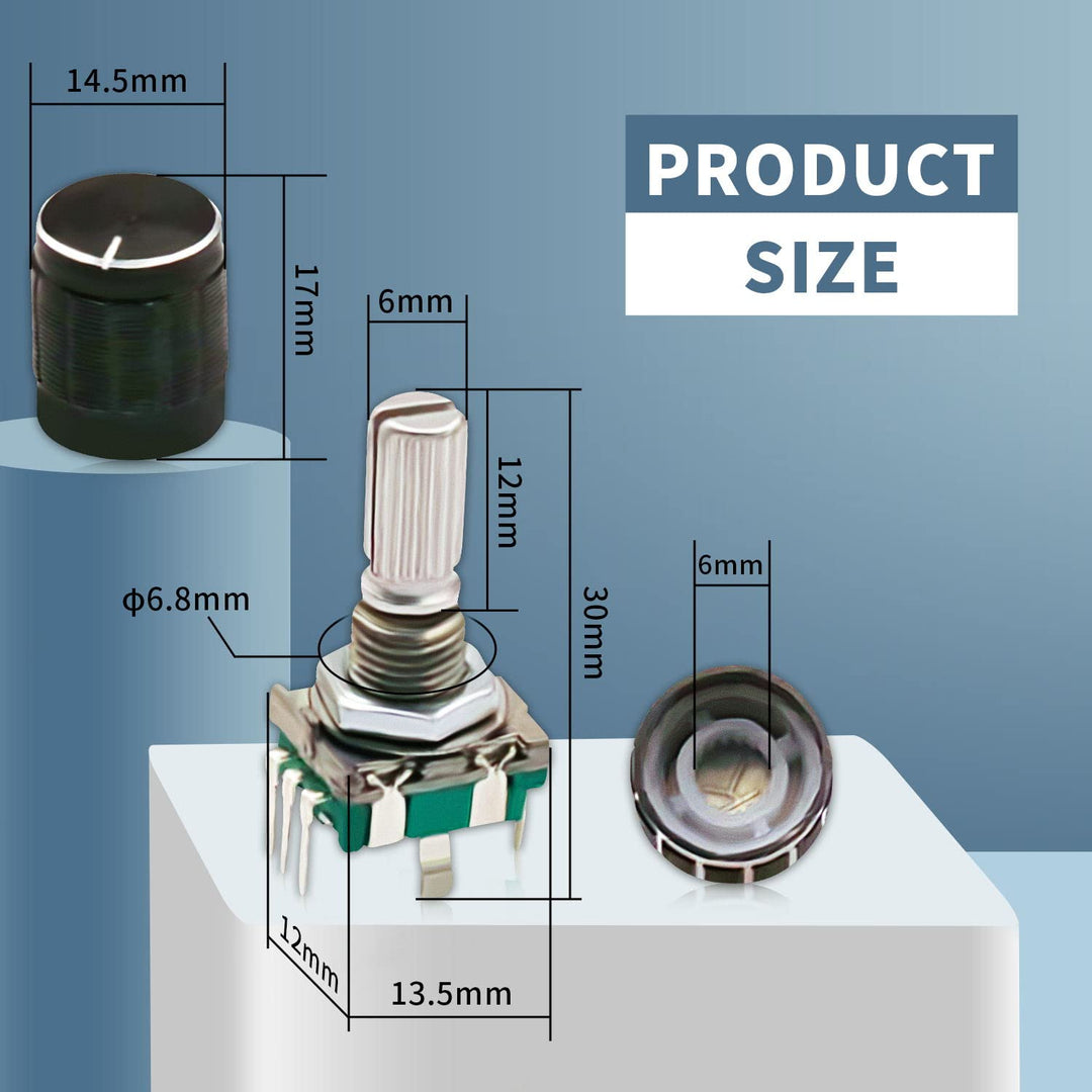 10 Set 360 Degree EC11 Rotary Encoder - Digital Potentiometer with 20mm Code Push Button Switch and Knob Cap for Arduino