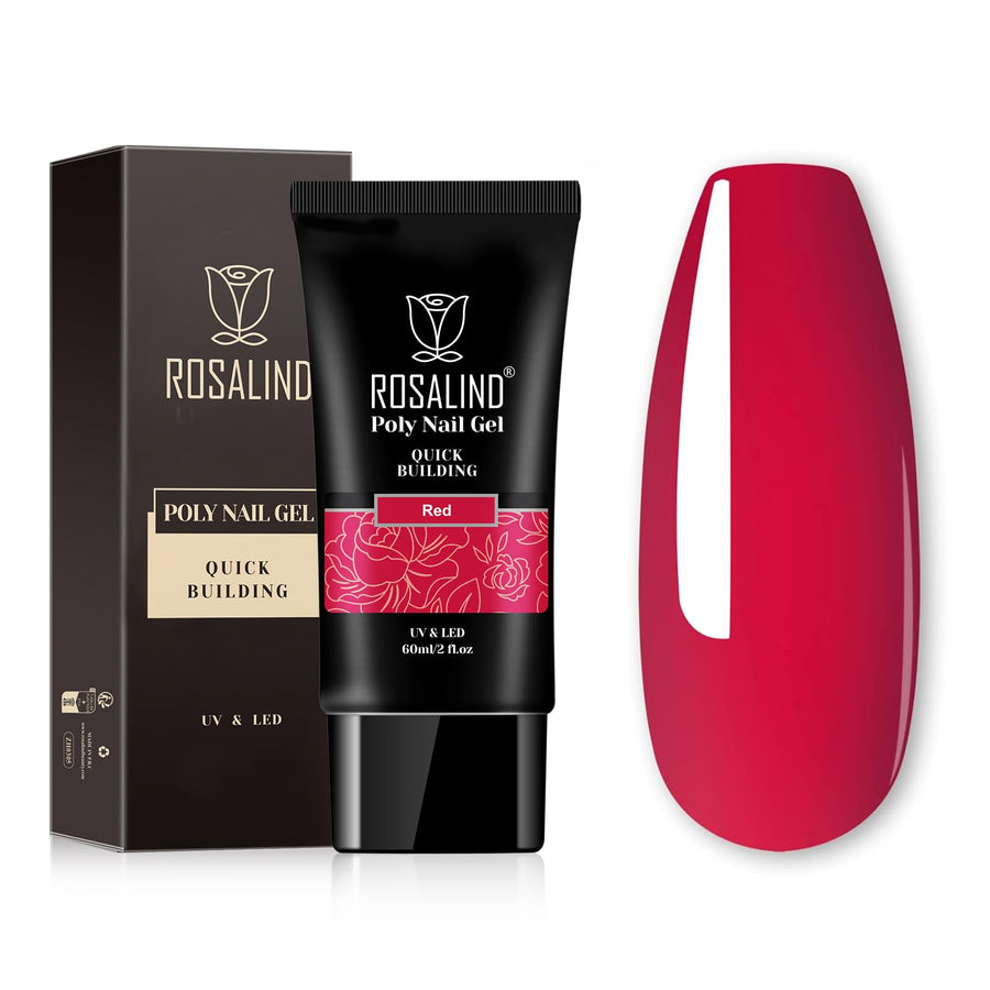 60ml Red Poly Extension Gel, Red Poly Nail Gel Builder for Nail Art Decoration, Poly Red Gel Extension Nail Thickening Red Poly Nail Gel Easy to DIY Use at Home Need UV Lamp