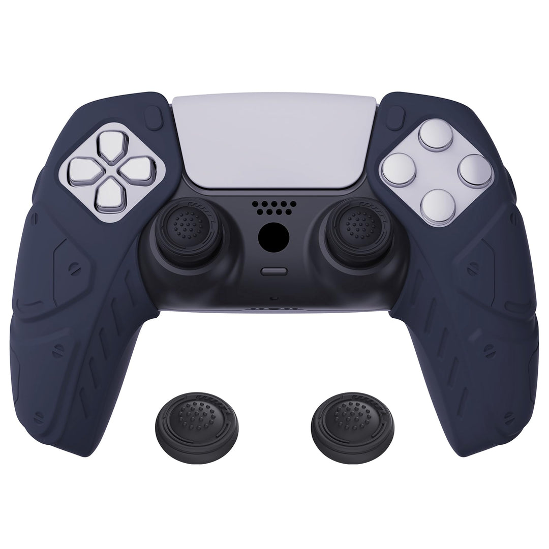 PlayVital Mecha Edition Midnight Blue Ergonomic Soft Controller Silicone Case Grips for ps5, Rubber Protector Skins with Thumbstick Caps for ps5 Controller - Compatible with Charging Station