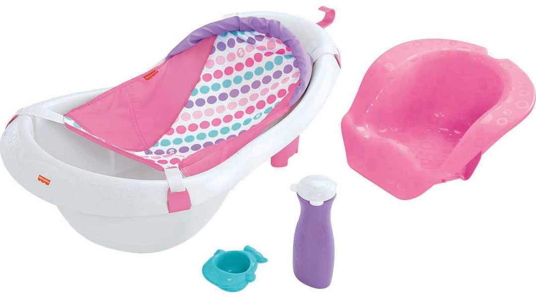 Baby To Toddler Bath 4-In-1 Sling ‘N Seat Tub With Removable Infant Support And 2 Toys, Pink