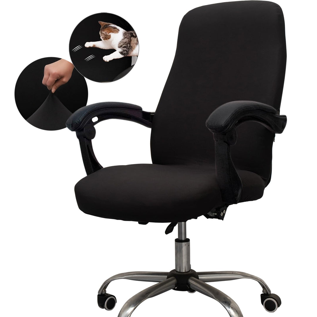 Office Chair Cover - Universal Stretch Desk Chair Cover, Computer Chair Slipcovers (Size: L) - Black