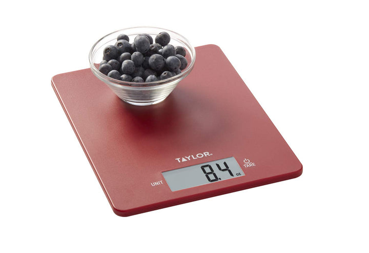 Red 11lb Ultra Thin Digital Kitchen Scale, 0.37 inches