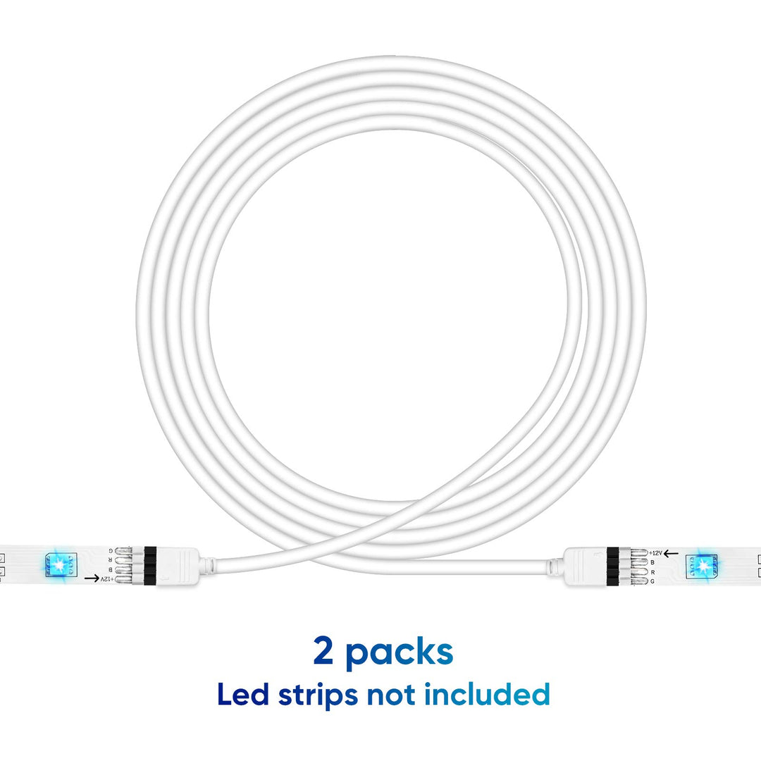 2 Pack 2M 6.5ft RGB Extension Cable LED Strip Connector 4 Pin Solderless Strip Jumper Cables Kit with 4 Pack 4 Male Pin Connector for 5050 3528 RGB LED Strip Light