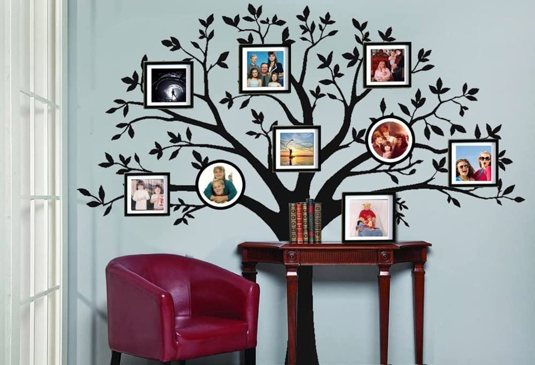 Giant Family Photo Tree Wall Decal Mural Art Vinyl Wall Stickers Living Room Baby Room Decor (Black)