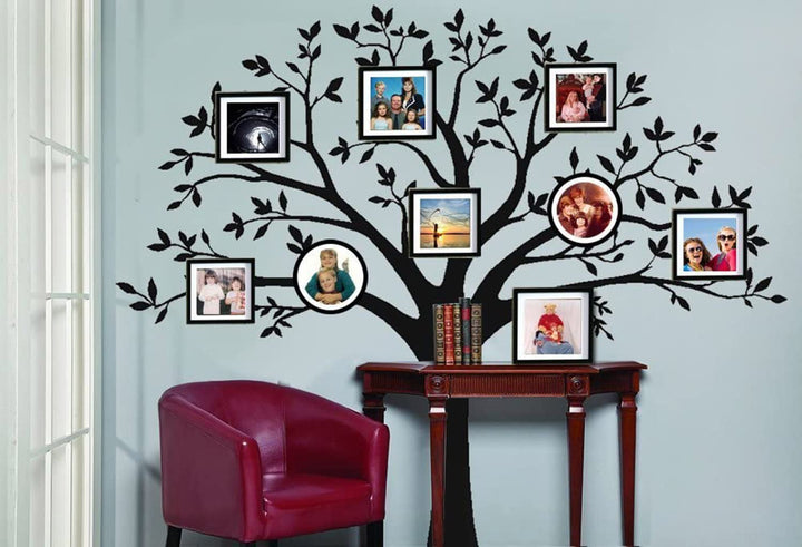 Giant Family Photo Tree Wall Decal Mural Art Vinyl Wall Stickers Living Room Baby Room Decor (Black)