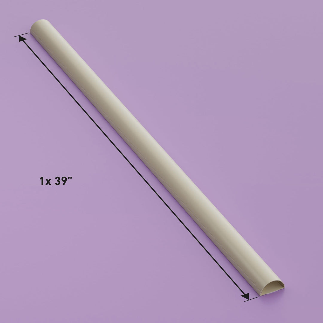 Half Round Cord Hider, Patented Cable Cover, Hide TV Wall Mount Wires, Raceway for Cords, Decorative Wire Covers, Paintable, Adhesive Cable Concealer, 2in W x 1in H x 39in L, Beige