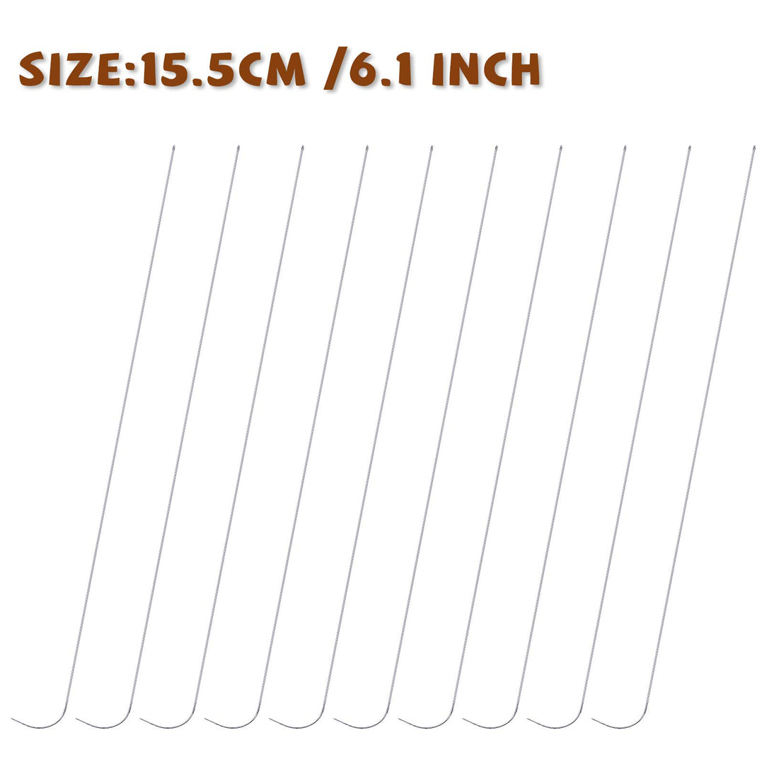 HUSUM 10 Pieces 6 Inches Curved Beading Needle Stainless Bead Spinner Needle String Bead Needle for Spin and String Bead (Silver-10pcs)