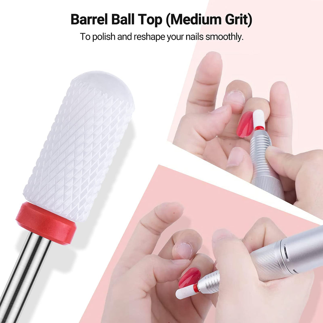 Nail Drill Bits Set, 7Pcs Professional Ceramic Acrylic Nail File Drill Bit for Manicure Pedicure Cuticle Gel Nail Polishing