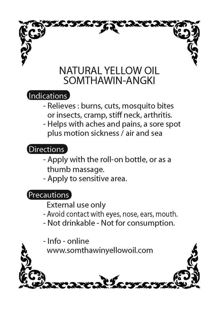 4x Angki Hotel Spa Natural Thai Aroma Herb Yellow Oil 24cc Wholesale Price Made of Thailand