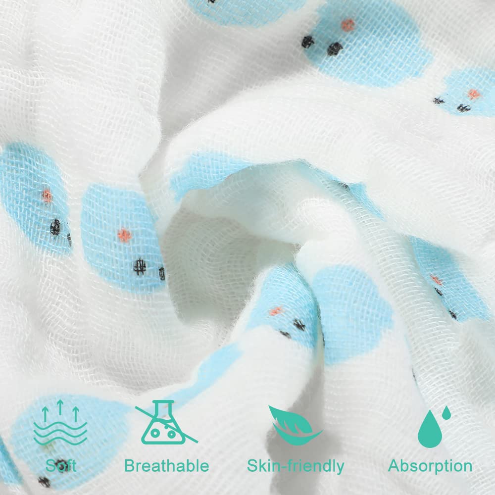 Muslin Baby Washcloths 100% Cotton Face Towels 10 Pack Wash Cloths for Baby 12x12in Soft and Absorbent Baby Wipes (Multicolor)