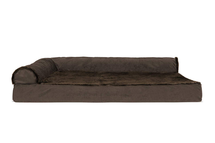 Orthopedic Dog Bed for Large Dogs w/ Removable Bolsters & Washable Cover, For Dogs Up to 95 lbs - Plush & Velvet L Shaped Chaise - Sable Brown, Jumbo/XL