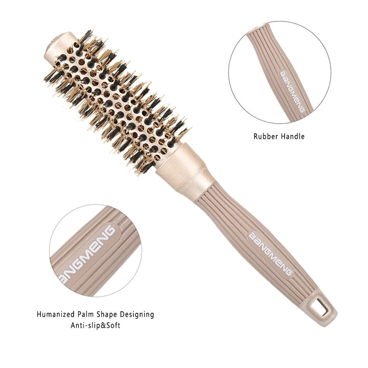 Round Barrel Anti-Static Hair Brush with Boar Bristles, Nano Thermal Ceramic Ionic Tech | For Extra Shine | Protect Hair, Enhance Texture, For Curling, Styling & Drying (1 inch)