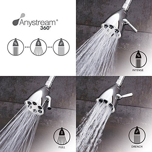 S-2252 Signature Icon Anystream Adjustable High Pressure Shower Head-2.5 GPM Solid Brass Replacement Bathroom Showerhead, Polished Chrome Finish