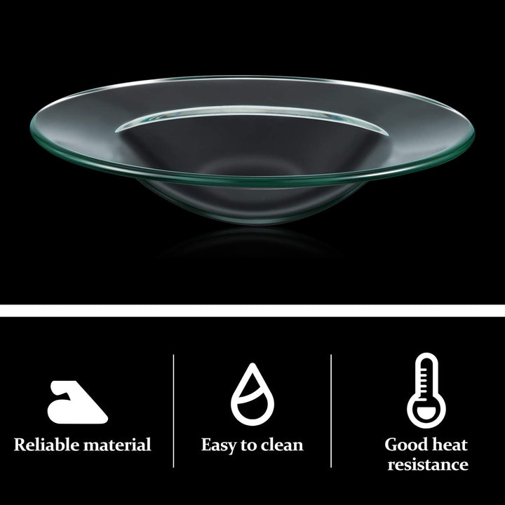 2 Pieces 4.5'' Replacement Oil Warmer Dish Round Glass Dish Wax Melt Warmer Bowl Plate Lid Tray for Aroma Therapy Lamp Electric Lamps Oil and Tart Warmers