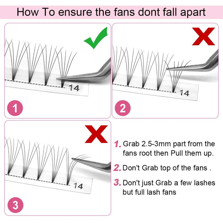 Premade Fans Eyelash Extensions 5D-D-0.10-13 Short Stem Premade Volume Eyelash Extensions 3D 5D 7D Volume Lash Extensions 9 to 20 mm Pre made Lash Fans C D Curl .07 .10(5D-D-0.10,13mm)