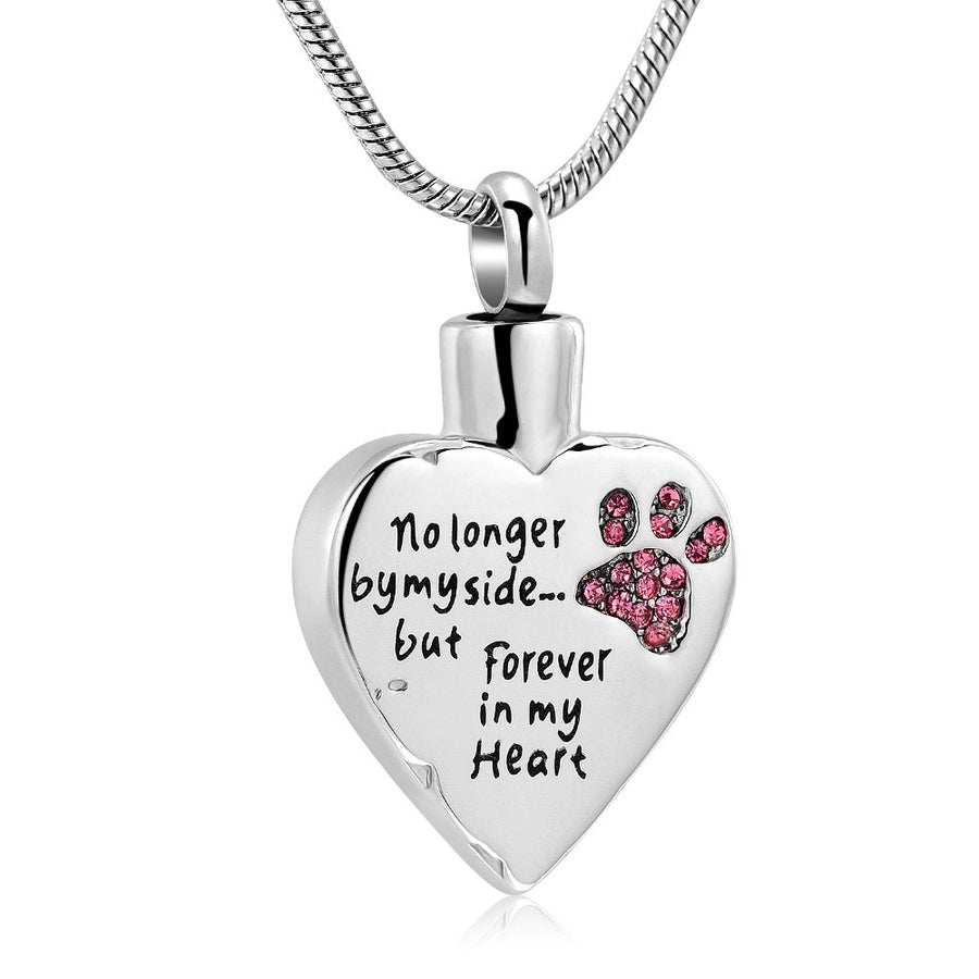 Your Wings were Ready, But My Heart was Not Stainless Steel Carved Locket Cremation Urn Necklace for Pet Dog Cats (No Longer-Pink)
