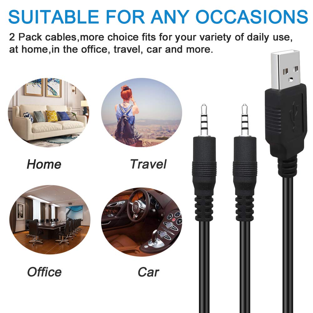 USB to 2.5mm Male AUX Audio Jack Charging Cable for JBL Synchros S300 S300I S300a S400BT J56BT E40BT E30 E40 E50BT S500 S700 Headphones Stereo Power Wire for JBL Charger Cord