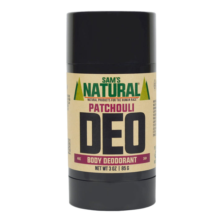 Sam’s Natural Deodorant - Patchouli - Holiday Gifts - Stocking Stuffers - Aluminum Free DEO - No phthalates, parabens, sulfates, or dyes - For Men, Women, Unisex - Vegan, Cruelty Free - 3 oz