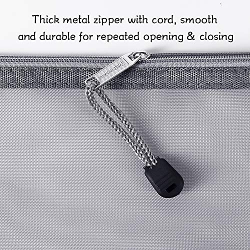 Nylon Mesh Cosmetic Bags Zipper Pouches, 6PCS Gray Makeup Pouches Travel Organizer Case for Purse Diaper Bag (A5 x 3pcs, A6 x 3pcs)