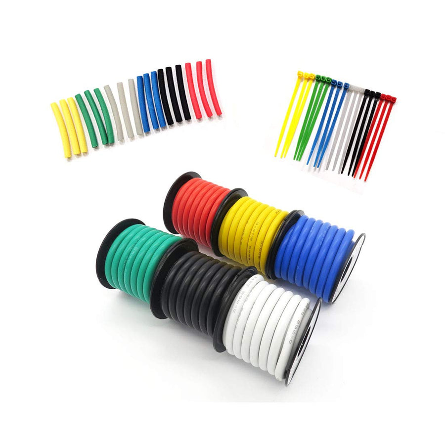 18 AWG Stranded Wire Spool 50ft Each 6 Colors Flexible 18 Gauge Silicone Hook up Wire Kit Electrical Tinned Copper Wire