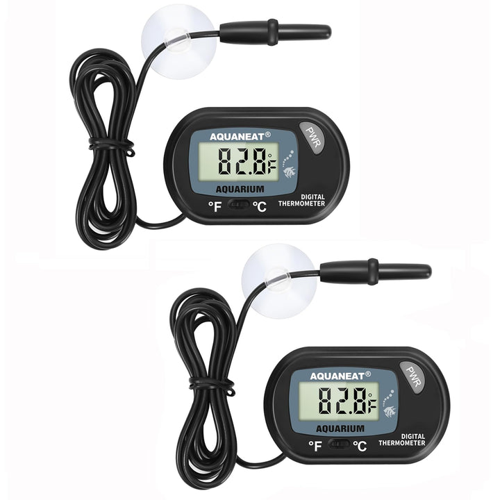 2 Pack Aquarium Thermometer, Fish Tank Thermometer, Digital Thermometer, Reptile Thermometer, Terrarium Water Temperature Test, with Large LCD Display