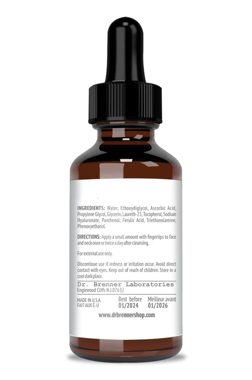 Vitamin C Serum 20% Pure L-Ascorbic Acid, Ferulic Acid, Vitamin E and Hyaluronic Acid for Face and Eyes Natural Anti Aging Anti Wrinkle 1oz.