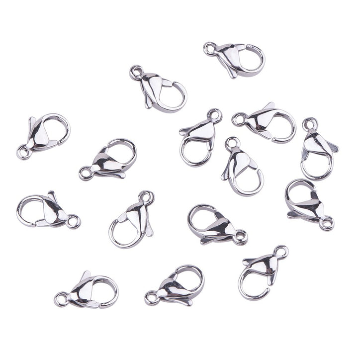 100pcs Lobster Claw Clasps Grade A 304 Stainless Steel Jewelry Lobster Clasp Fastener Hook Clasps for Necklaces Bracelet Jewelry Making 12x7mm