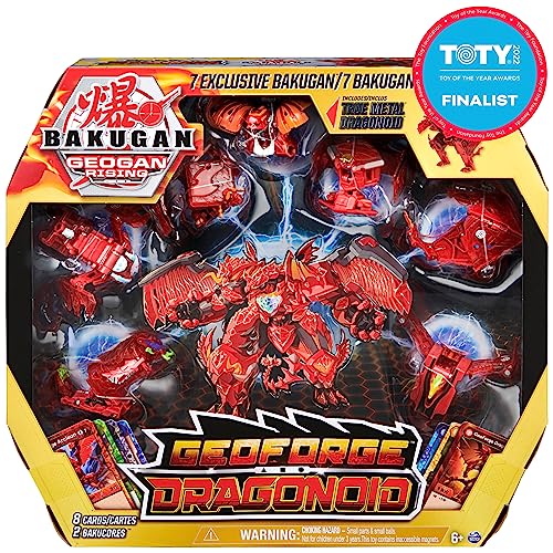 GeoForge Dragonoid, 7-in-1 Includes Exclusive True Metal Dragonoid and 6 Geogan Collectibles, Kids Toys for Boys