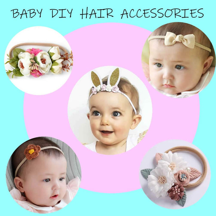 50 Pack Super Soft Stretchy DIY Solid Nylon Headbands Baby Hair Bands One Size Fits All (10 Multi-color)