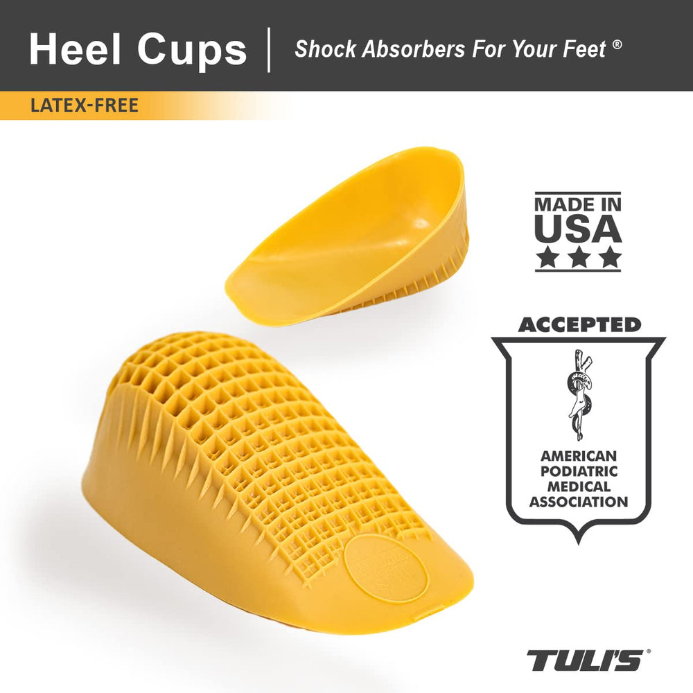 Classic Heel Cups, Yellow, For Heel Pain & Plantar Fasciitis (Regular, Under 175lbs)